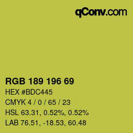 颜色代码: RGB 189 196 69 | qconv.com