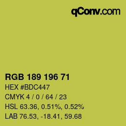 颜色代码: RGB 189 196 71 | qconv.com