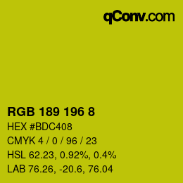 颜色代码: RGB 189 196 8 | qconv.com