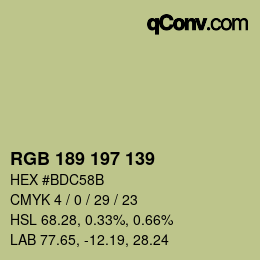 Farbcode: RGB 189 197 139 | qconv.com