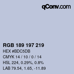 Código de color: RGB 189 197 219 | qconv.com