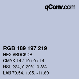 カラーコード: RGB 189 197 219 | qconv.com