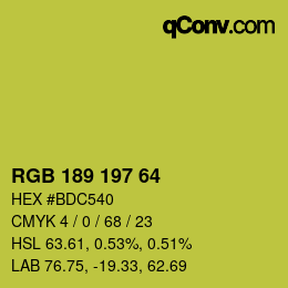 颜色代码: RGB 189 197 64 | qconv.com