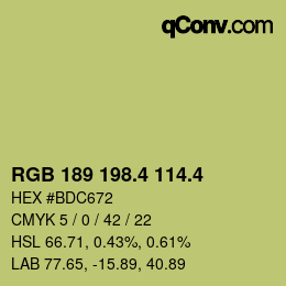 カラーコード: RGB 189 198.4 114.4 | qconv.com