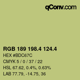 カラーコード: RGB 189 198.4 124.4 | qconv.com