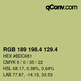 カラーコード: RGB 189 198.4 129.4 | qconv.com