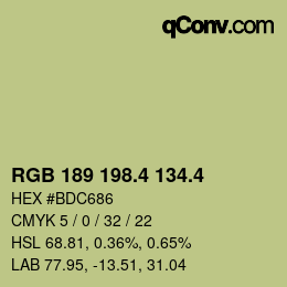 カラーコード: RGB 189 198.4 134.4 | qconv.com