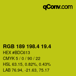 カラーコード: RGB 189 198.4 19.4 | qconv.com