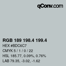 カラーコード: RGB 189 198.4 199.4 | qconv.com