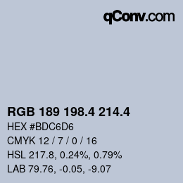 カラーコード: RGB 189 198.4 214.4 | qconv.com