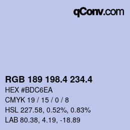 カラーコード: RGB 189 198.4 234.4 | qconv.com