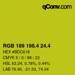 カラーコード: RGB 189 198.4 24.4 | qconv.com