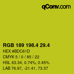 カラーコード: RGB 189 198.4 29.4 | qconv.com