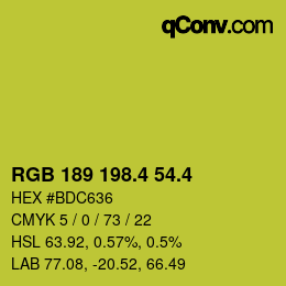 カラーコード: RGB 189 198.4 54.4 | qconv.com