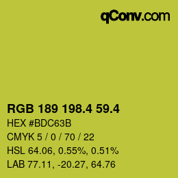 カラーコード: RGB 189 198.4 59.4 | qconv.com