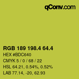 カラーコード: RGB 189 198.4 64.4 | qconv.com