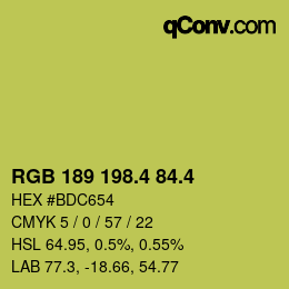 カラーコード: RGB 189 198.4 84.4 | qconv.com