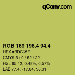 カラーコード: RGB 189 198.4 94.4 | qconv.com