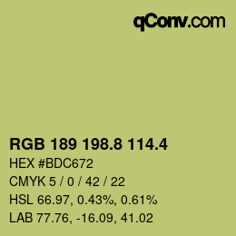 カラーコード: RGB 189 198.8 114.4 | qconv.com