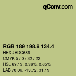 カラーコード: RGB 189 198.8 134.4 | qconv.com