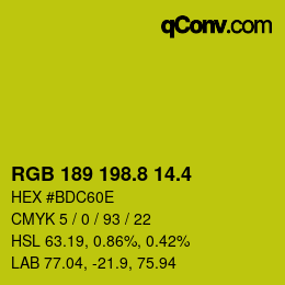 カラーコード: RGB 189 198.8 14.4 | qconv.com