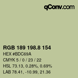カラーコード: RGB 189 198.8 154 | qconv.com