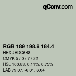 カラーコード: RGB 189 198.8 184.4 | qconv.com