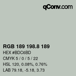 カラーコード: RGB 189 198.8 189 | qconv.com