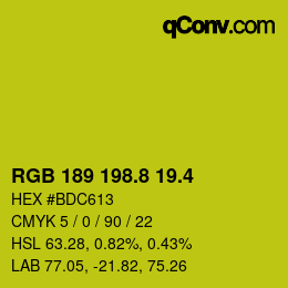カラーコード: RGB 189 198.8 19.4 | qconv.com
