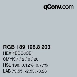 Color code: RGB 189 198.8 203 | qconv.com