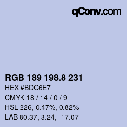カラーコード: RGB 189 198.8 231 | qconv.com