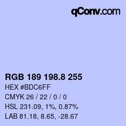 カラーコード: RGB 189 198.8 255 | qconv.com