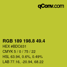 カラーコード: RGB 189 198.8 49.4 | qconv.com