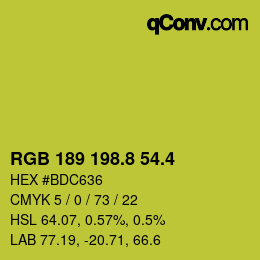 カラーコード: RGB 189 198.8 54.4 | qconv.com