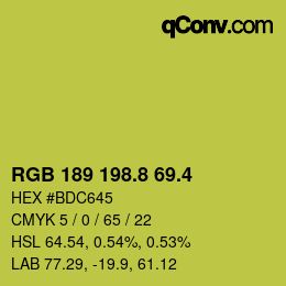 カラーコード: RGB 189 198.8 69.4 | qconv.com