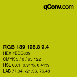 カラーコード: RGB 189 198.8 9.4 | qconv.com