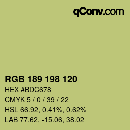 颜色代码: RGB 189 198 120 | qconv.com