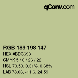 カラーコード: RGB 189 198 147 | qconv.com