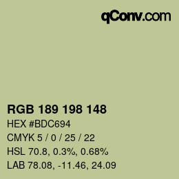 カラーコード: RGB 189 198 148 | qconv.com