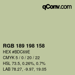 Color code: RGB 189 198 158 | qconv.com