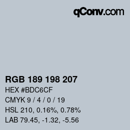 Farbcode: RGB 189 198 207 | qconv.com