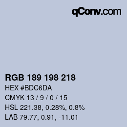 カラーコード: RGB 189 198 218 | qconv.com
