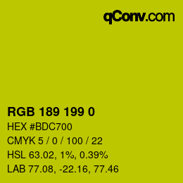Color code: RGB 189 199 0 | qconv.com