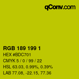 颜色代码: RGB 189 199 1 | qconv.com