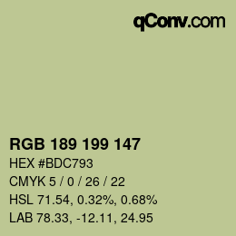 カラーコード: RGB 189 199 147 | qconv.com