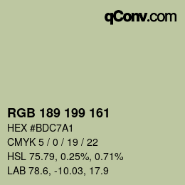 Color code: RGB 189 199 161 | qconv.com