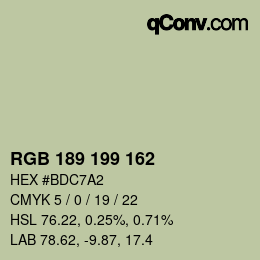 Código de color: RGB 189 199 162 | qconv.com