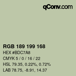 Color code: RGB 189 199 168 | qconv.com