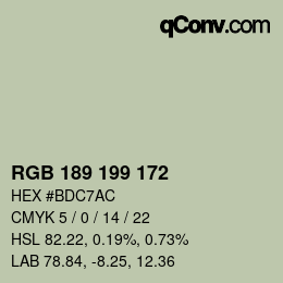 カラーコード: RGB 189 199 172 | qconv.com