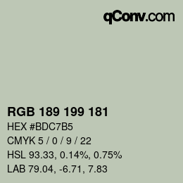 Color code: RGB 189 199 181 | qconv.com